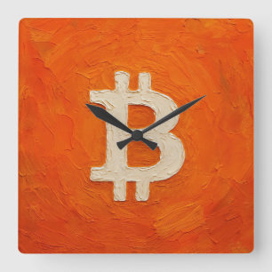 Relógio Quadrado Padrão Bitcoin (Óleo, Estilo: 3)