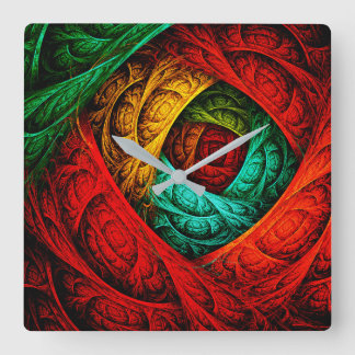 Relógio Quadrado Padrão Colorido de Arte Moderna Abstrato artística