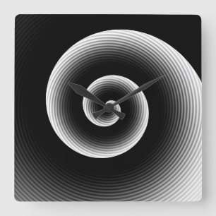 Relógio Quadrado Padrão Contemporâneo de Grelha Na moda de Preto e 