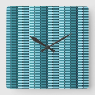 Relógio Quadrado Padrão Contemporâneo de Stripe de Abstrato de Az