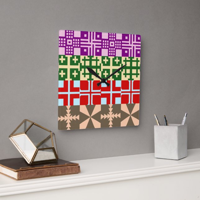 Relógio Quadrado Padrão Cruzado Cristão 1 (Escritório)