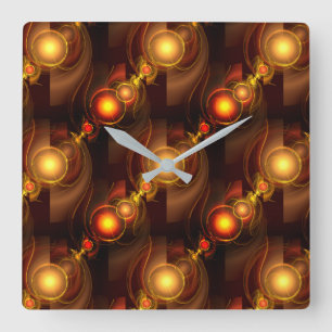 Relógio Quadrado Padrão de Arte Abstrata Boho Elegante Moderno Dour