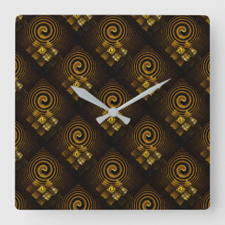 Relógio Quadrado Padrão de Arte Abstrata Boho Moderna Elegante Dour