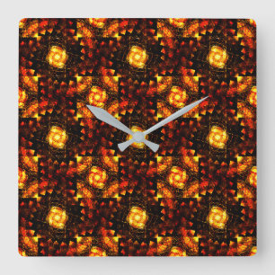 Relógio Quadrado Padrão de arte abstrato boho elegante moderno dour