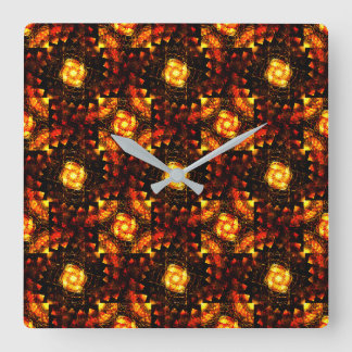 Relógio Quadrado Padrão de arte abstrato boho elegante moderno dour