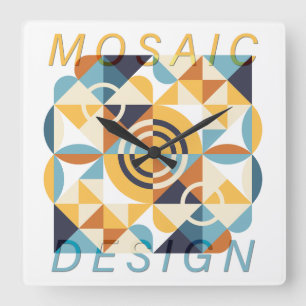 Relógio Quadrado Padrão de Arte do Mosaico