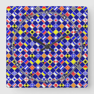 Relógio Quadrado Padrão de azulejos de Sinalizador Náutico com Ve