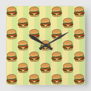 Relógio Quadrado Padrão de Burger