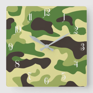 Relógio Quadrado Padrão de camuflagem de Khaki