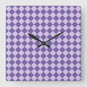 Relógio Quadrado Padrão de Diamante do Verificador Roxo