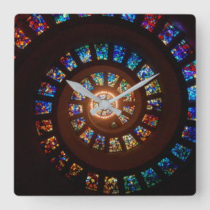 Relógio Quadrado Padrão de espiral de vidro preto Elegante