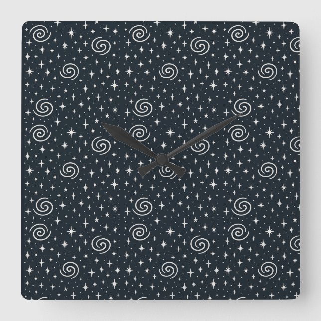 Relógio Quadrado Padrão de galáxia (Frente)