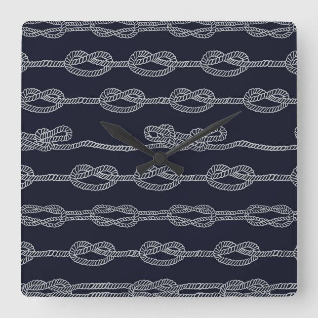 Relógio Quadrado Padrão de nós marinhos (Frente)