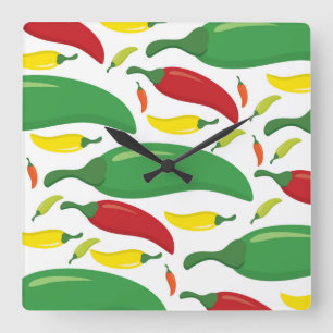 Relógio Quadrado Padrão de pimenta