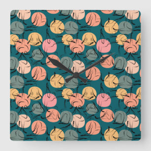 Relógio Quadrado Padrão de poses de ioga   Padrão sem costura de 