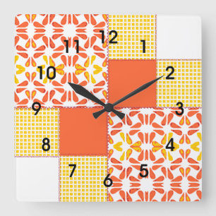 Relógio Quadrado Padrão de Quilt Block "Autumn Tints"