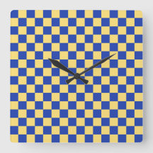 Padrão de tabuleiro xadrez amarelo manteiga e azul