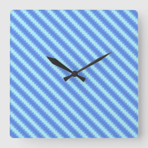 Relógio Quadrado Padrão de Textura de Stripe do Knit Azul Aqua