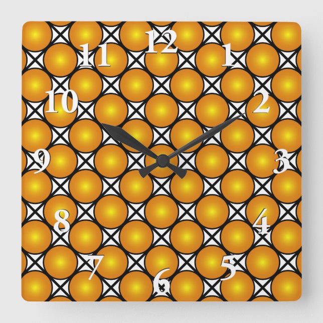 Relógio Quadrado Padrão de trava branca preta dos pontos do Ouro lu (Frente)