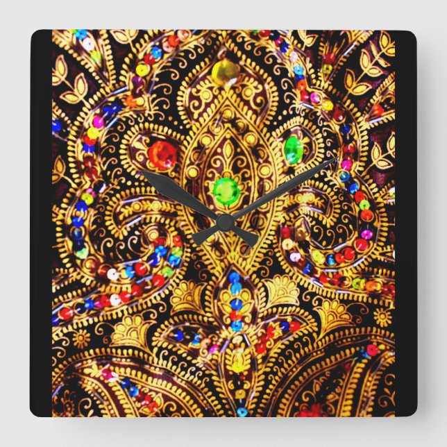 Relógio Quadrado Padrão de Vestido Egípcio (Frente)