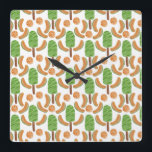 Relógio Quadrado padrão do sorvete | Padrão do lombo | pirulito 17<br><div class="desc">Padrão de deserto para amantes de doces que amam sorvetes, picolés, rosquinhas, chocolates, Cupcakes e Gelato. É o padrão perfeito para verão e praia. É perfeito para as crianças. Também pode ser dado como presente de aniversário para seu melhor amigo, namorado, namorada, filho ou filha que também ama sobremesas. É...</div>