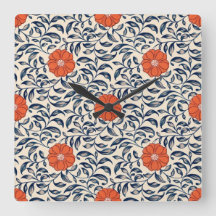 Padrão floral contínuo com flor laranja vibrante