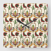Padrão floral contínuo com vermelho e amarelo 