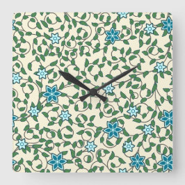 Relógio Quadrado Padrão floral contínuo em fundo bege