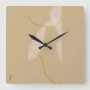 Relógio Quadrado Padrão Floral Elegante Dourado Beige Abstrato