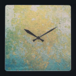 Relógio Quadrado Padrão geodo de pedra Dourada e turquesa<br><div class="desc">Na moda,  relógio original moderno.
Turquesa elegante e geode dourado,  design de pedra.</div>