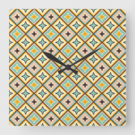 Relógio Quadrado Padrão geométrico abstrato com formas de diamante
