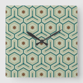 Relógio Quadrado Padrão geométrico com hexágonos entrelaçados