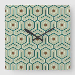 Relógio Quadrado Padrão geométrico com hexágonos entrelaçados