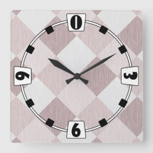 Relógio Quadrado Padrão geométrico de bege e Cinza Oblíquo