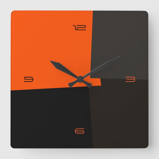 Relógio Quadrado Padrão Geométrico de Cor do Retro Abstrato nº 3 (Frente)