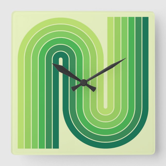 Relógio Quadrado Padrão Geométrico de Stripes com Estilo Retroativo (Frente)