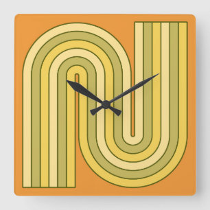 Relógio Quadrado Padrão Geométrico de Stripes com Estilo Retroativo