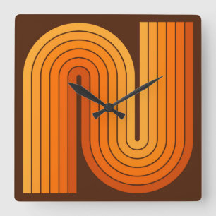 Relógio Quadrado Padrão Geométrico de Stripes com Estilo Retroativo