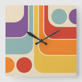 Relógio Quadrado Padrão Geométrico do Estilo de Imagem Retroativa d