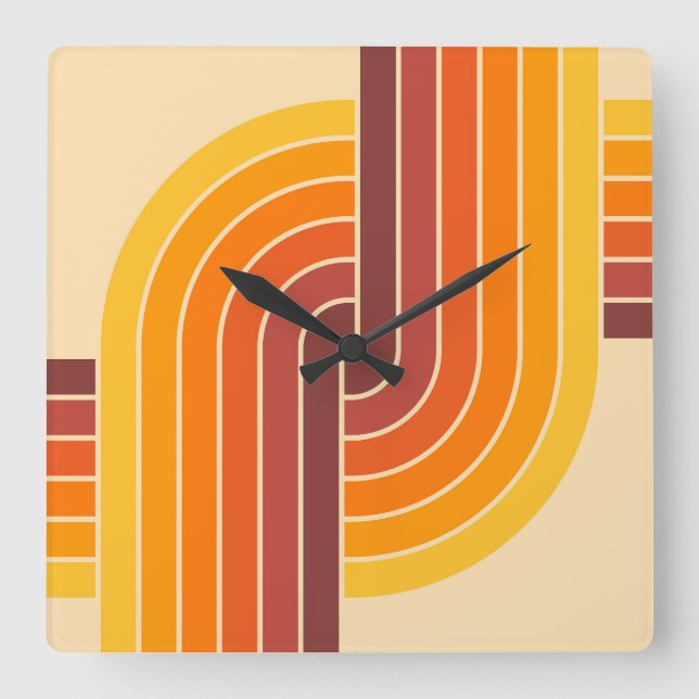 Relógio Quadrado Padrão Geométrico do Estilo de Imagem Retroativa d (Frente)