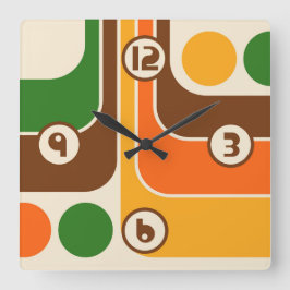 Relógio Quadrado Padrão Geométrico do Estilo de Imagem Retroativa d