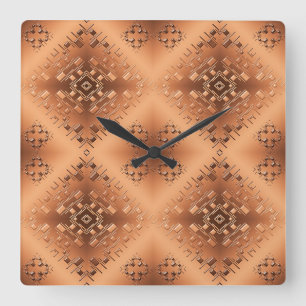 Relógio Quadrado Padrão geométrico étnico.