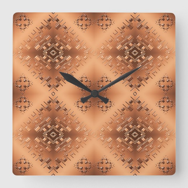 Relógio Quadrado Padrão geométrico étnico. (Frente)