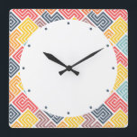 Relógio Quadrado Padrão Geométrico Moderno Colorido<br><div class="desc">Colorida Modern Geométrico Wall Clock apresenta um padrão geométrico colorido e moderno. Projetado pelo Evco Studio www.zazzle.com/store/evcostudio</div>