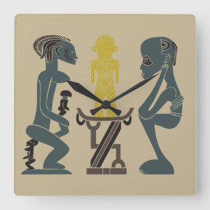 Relógio Quadrado padrão guerreiro tribal africano