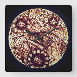 Relógio Quadrado padrão Henna