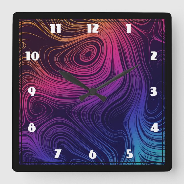 Relógio Quadrado Padrão Legal dos círculos de vibração e espirros (Frente)