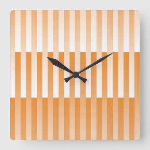 Relógio Quadrado Padrão Listrado Laranja Branco
