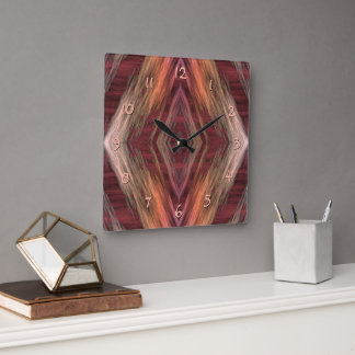 Relógio Quadrado Padrão Rustic Mosaic American Native Cabin