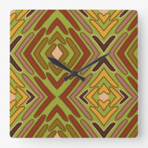 Padrão Tribal Étnico Vermelho Verde Dourado